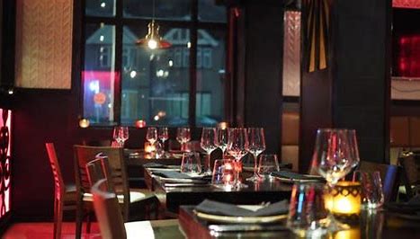 Restaurant dining room prepared for service