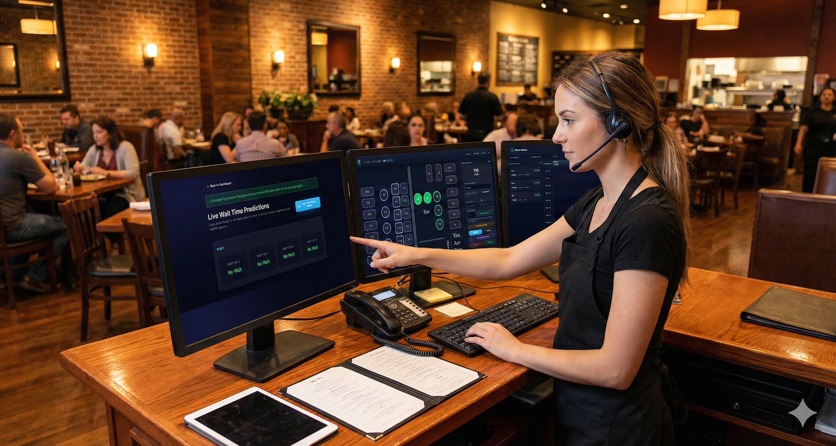 Live wait dashboard for restaurant host stand software